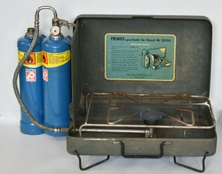 Vintage Primus 2050 Military Camping Gas Stove 2 Primus 2000 Cylinders
