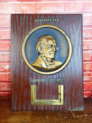 Antique Vintage Old Grand Dad Bourbon Whiskey Bar Sign/calendar Holder