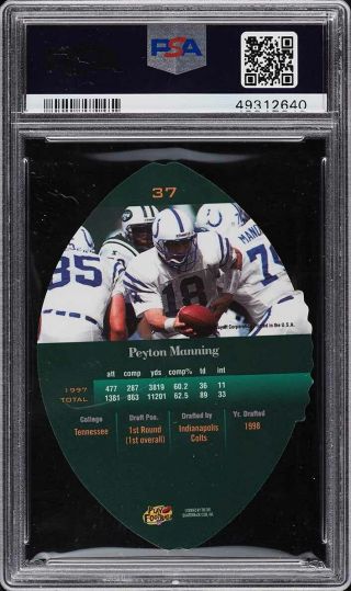 1998 Playoff Contenders Leather Peyton Manning ROOKIE RC 37 PSA 10 GEM 2