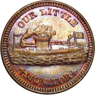 1863 Our Little Monitor Patriotic Civil War Token Ngc Ms65