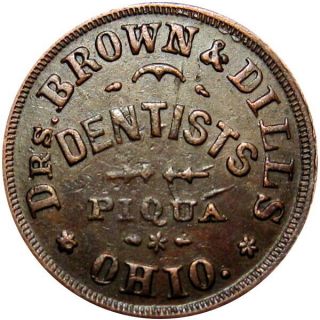 1863 Piqua Ohio Civil War Token Drs Brown & Dills Dentist R6