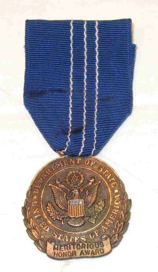 Us Department Of State Meritorious Honor Award Named Dated 1971 Full Size Medal