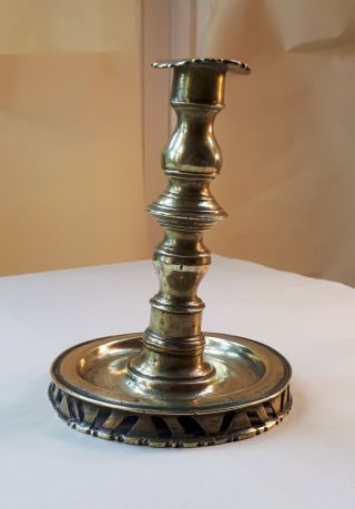 Antique Brass Candlestick,  Deflected & Repaired Base.  Wwi Trench Art? Home Decor