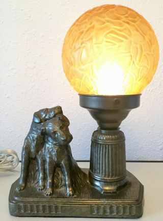 Art Deco Spelter Nuart Figural - Dog Lamp