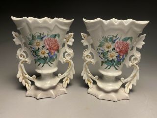 19c.  Antique Old Paris Porcelain Mantle Vases