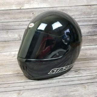 Vintage 1980s Bell Star Ltd Black Motorcycle Biker Helmet Black Visor 70s 7 1/2