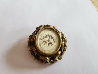 Large Antique Victorian Pinchbeck Swivel Mourning Brooch Circa 1880 