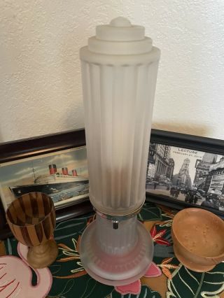 Art Deco Single Boudoir Lamp - 1930’s White Frosted Glass/rewired