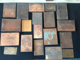 19 Antique Copper Printer Block Plate Neoclassical Architectural Building And