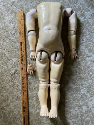 Large 22” Antique German Handwerck Composition Doll Body For Bisque Head