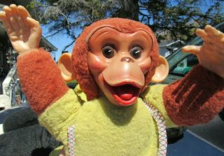 Vintage Rubber Face Brown Plush Rushton Gund Happy Monkey Chimp Zippy Mr Bim Toy