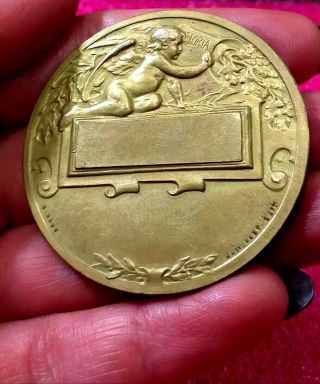 1920s Paris Railway Nude French Angel Art Deco Bronze Medal By Grun 50mm /train