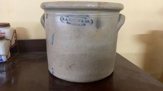 Antique F.  A.  Plaisted & Sons Gardiner Maine Gallon 2 Handled Crock Stoneware Wow