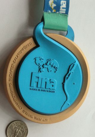 17th Fina World Aquatics Championships Budapest 2017 Large Medal With Ribbon