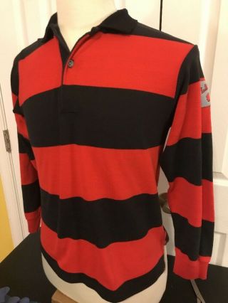 Vintage 70s Logo Lacoste Gator Red Stripe Polo Shirt Youth Boys L 16 /18