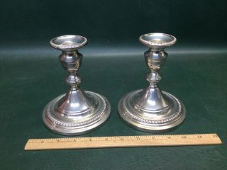 Mueck - Carey Co.  Sterling Silver Weighted Candlesticks Holders 5 - 5/8 "
