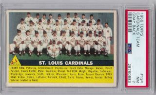 1956 Topps 134 St.  Louis Cardinals Team Card Gray Back Psa 7 Nm