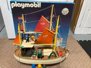 Playmobil 3551 Vintage Susanne S.  387 Fishing Boat 1984 Near Complete