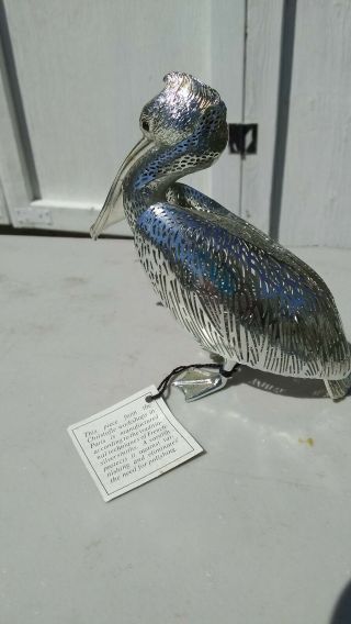 Christofle LUMIERE D ' Argent Silver - plate pierced figurine Pelican bird 3