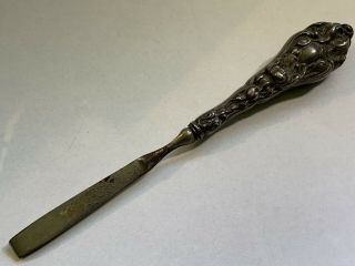 Antique Sterling Silver High Relief Repousse Flower Tweezers Manicure Tool