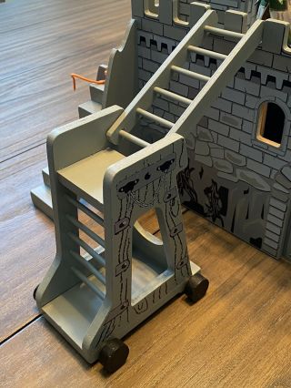 HUGE Imaginarium Medieval Castle Wooden Wood Play Set w/ Figures 3