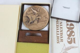 Vintage 1985 Medallic Art Co Calendar Medal W/ Box Rime Of The Ancient Mariner
