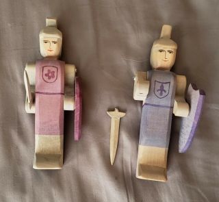 Rare Two Ostheimer Wooden Knights,  European Waldorf Toys