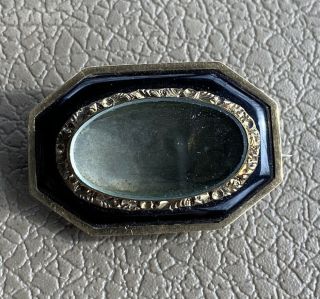 Antique Gold Black Enamel Mourning Brooch Pin