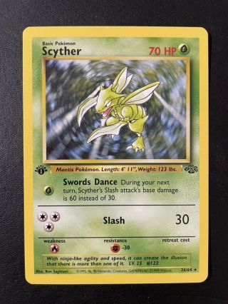 Scyther - 26/64 - Rare 1st Edition Near Jungle Pokemon Non Holo