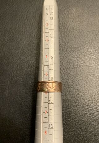 Antique Victorian Rose Gold Scrolling Floral Wedding Band Ring - Engraved 3