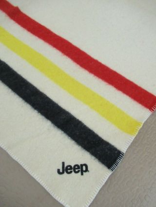 Vintage 1998 JEEP CHEROKEE Striped Wool Blanket By FARIBO,  USA Made; 58 