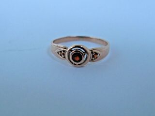 Antique 10K Gold Baby / Child ' s Ring with Garnet Stone Size 4.  75 2