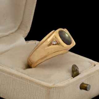Antique Vintage Deco Mid Century 10k Plumb Gold Star Sapphire Diamond Ring Sz 7