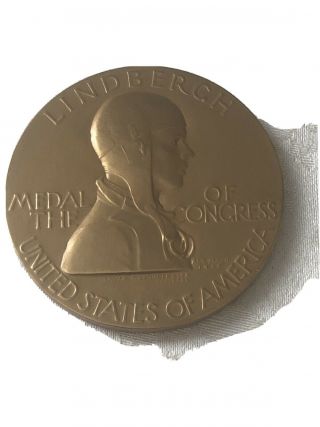 Charles Lindbergh Medal Of The Congress 2.  75”bronze Laura G.  Fraser Us