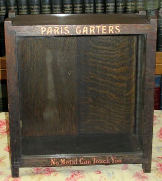 Antique Paris Garters Oak Advertising Display Cabinet,  All