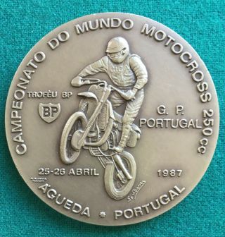 Antique Rare Bronze Medal Of 250cc Motocross World Championship,  1987