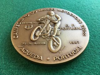 antique rare bronze medal of 250cc motocross world championship,  1987 3