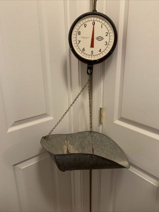 Vintage Chatillon Dial Face Hanging Merchants Scale 20 Pound Capacity Type 027