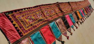 155 " X 26 " Ethnic Embroidery Rabari Tapestry Decor Door Valance Indian Toran/trim