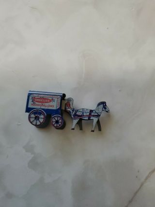 Antique Cracker Jack Tin Lithographed Horse & Wagon Miniature Premium Prize Toy