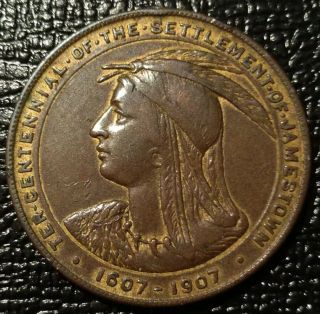 1907 So Called Dollar Hk - 347 Jamestown Tercentennial Medal Coin Token John Smith