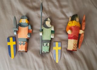 Rare Three Kinderkram Wooden Knights,  European Waldorf Toys