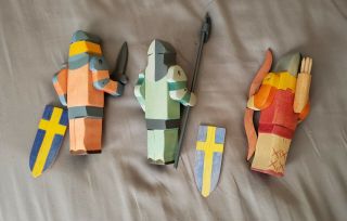 RARE Three Kinderkram Wooden Knights,  European Waldorf Toys 2