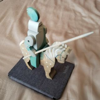 Rare Kinderkram Wooden Jousting Knights And Horses,  European Waldorf Toy