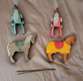 RARE Kinderkram Wooden Jousting Knights and Horses,  European Waldorf Toy 3