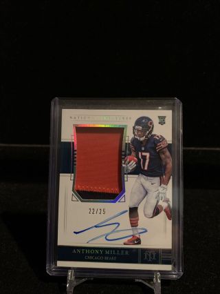 2018 Anthony Miller National Treasures Patch On Card Rookie Auto Chicago Bears