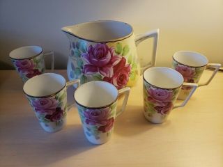 Antique Nippon E - OH China Hand Painted Lemonade Set (Pitcher w/ 5 Cups) 3