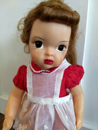 Vintage Terri Lee Doll Brunette 16 " Doll Red And White Dress