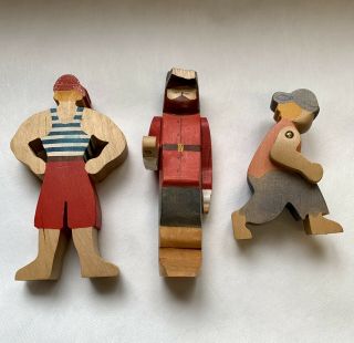 Kinderkram Waldorf Wood Toy Figure Pirate Sailor Crew Set Of 3 2