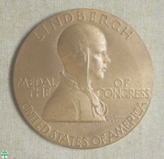 Large 2 - 3/4 " Charles A.  Lindbergh Bronze Medal Of The Congress - U.  S.